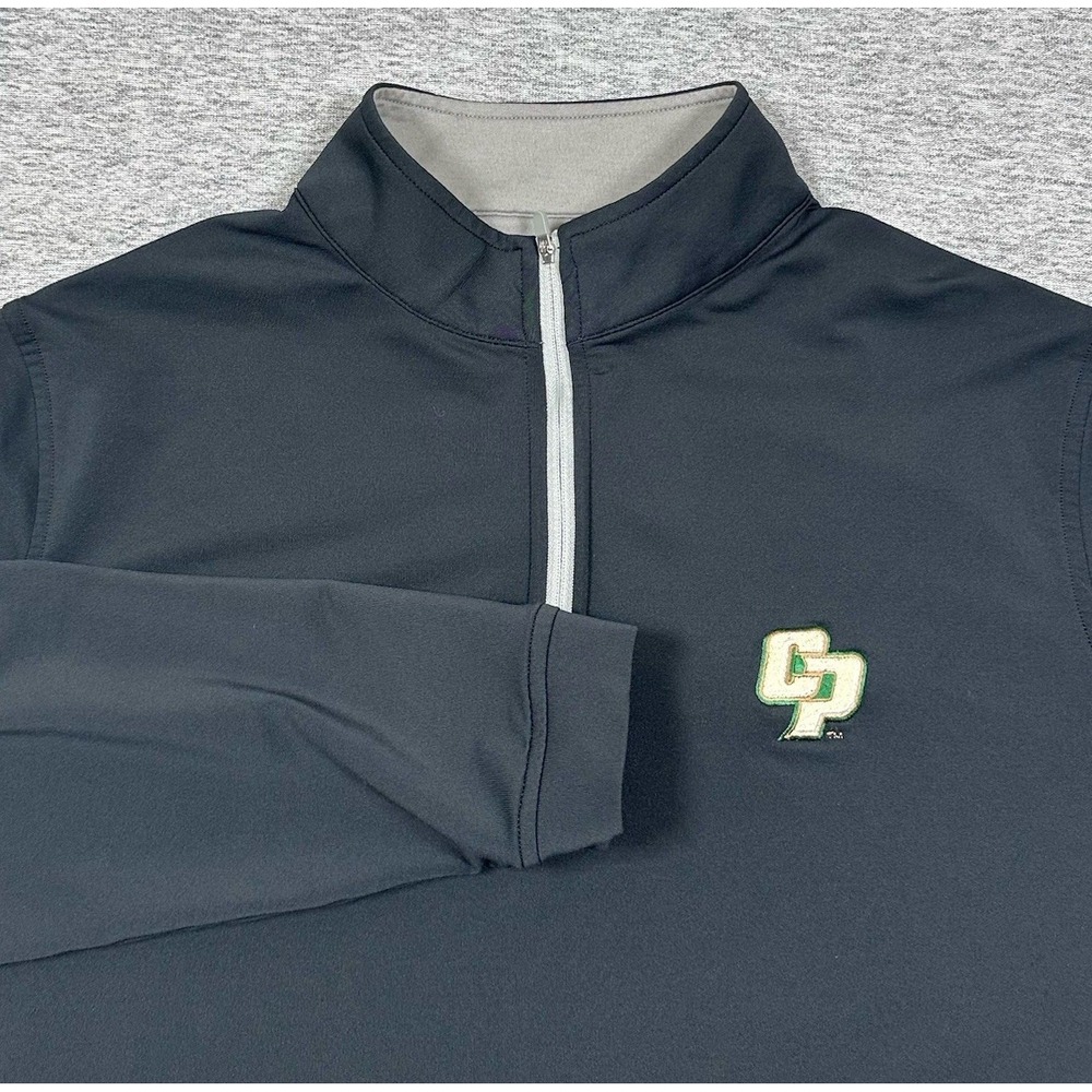 Peter Millar Cal Poly Pullover Mens Medium Black Perth 1/4 Zip Stretch Golf